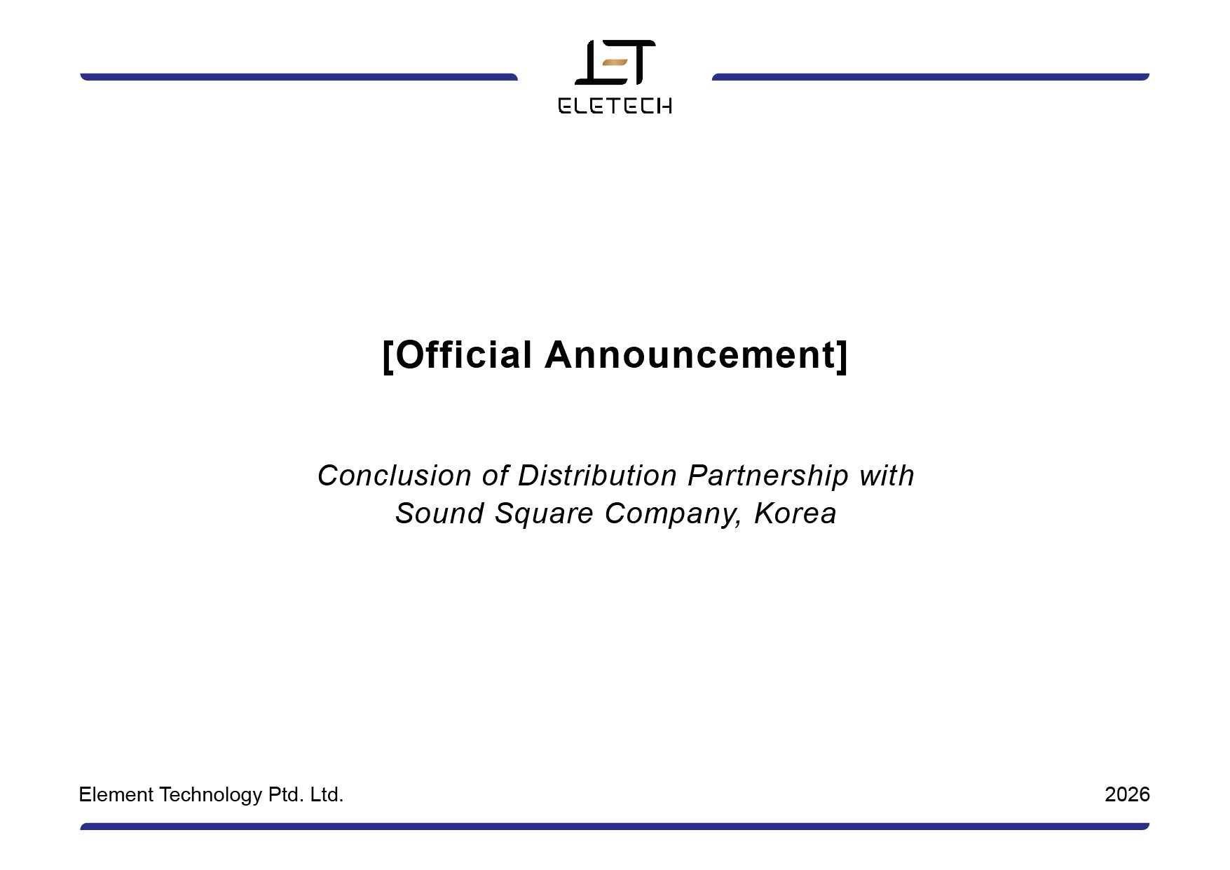 Official Announcement - Regarding SoundSquare Company Partnership